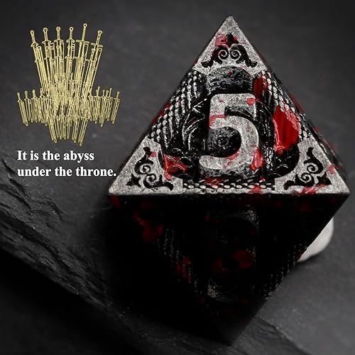 Miniatura 10 de Haxtec Juego de dados de metal verde y negro con patrón de dragón DND de metal con bolsa de dados de cuero, dados poliédricos para D&D para Dungeons