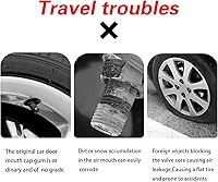 Vista 6 de Pack-4 Tapones de vástago de válvula de automóvil, tapones de aire para neumáticos con llave, cubiertas de sellado, universales para la mayoría