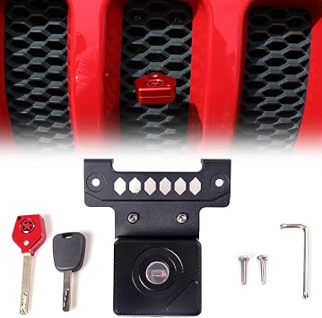 Anti-Theft Hood Lock for Jeep Wrangler JL, Hidden Locking Hood Latches for 2018-2024 2025 Jeep Wrangler JL JLU Including 4XE, Aluminum, with 2 Keys