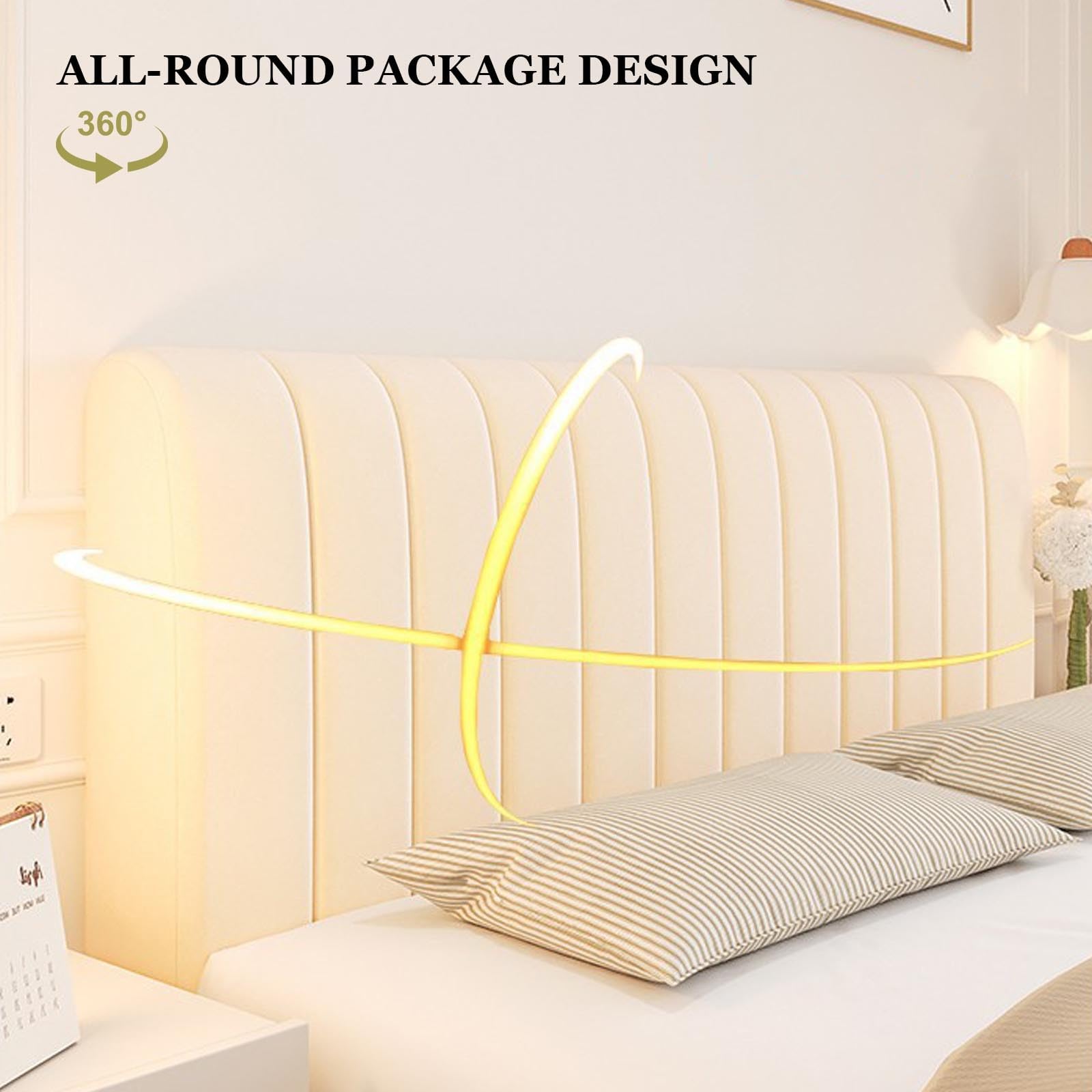 Fundas Cabeceros Cama - Fodera elastica lavabile per testiera, per letti da 150/160 cm, rimovibile, colore: bianco, 2,2 m