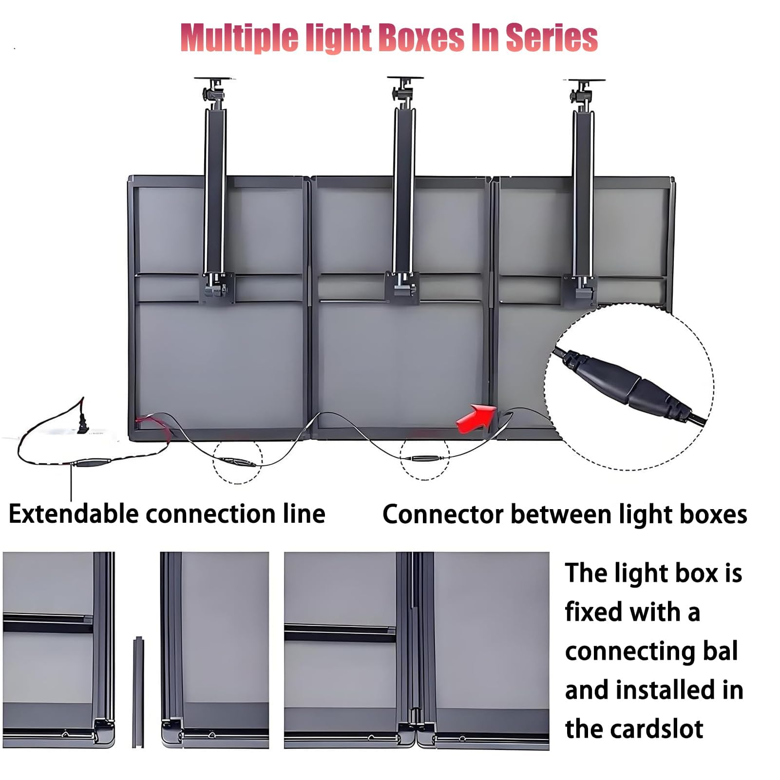 Tablero de menú LED con poste telescópico, letrero retroiluminado para restaurantes y cafeterías, póster iluminado montado en la pared, juego de 3 piezas