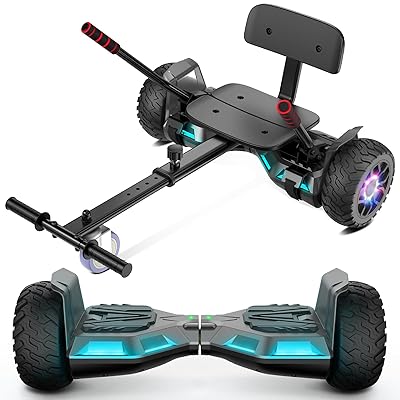 Scooter with Seat Attachment for Kids Adults, 6.5'' 8.5''Balancing Scooter with Bluetooth Speakers & Colorful LED Light with Kart