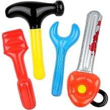 4 Pack Inflatable Tool Set Include Inflatable Hammer Inflatable Wrench Inflatable Screwdriver Inflatable Saw Blow Up Construction Tool Inflatable Toy Props for Construction Tool Party Decor