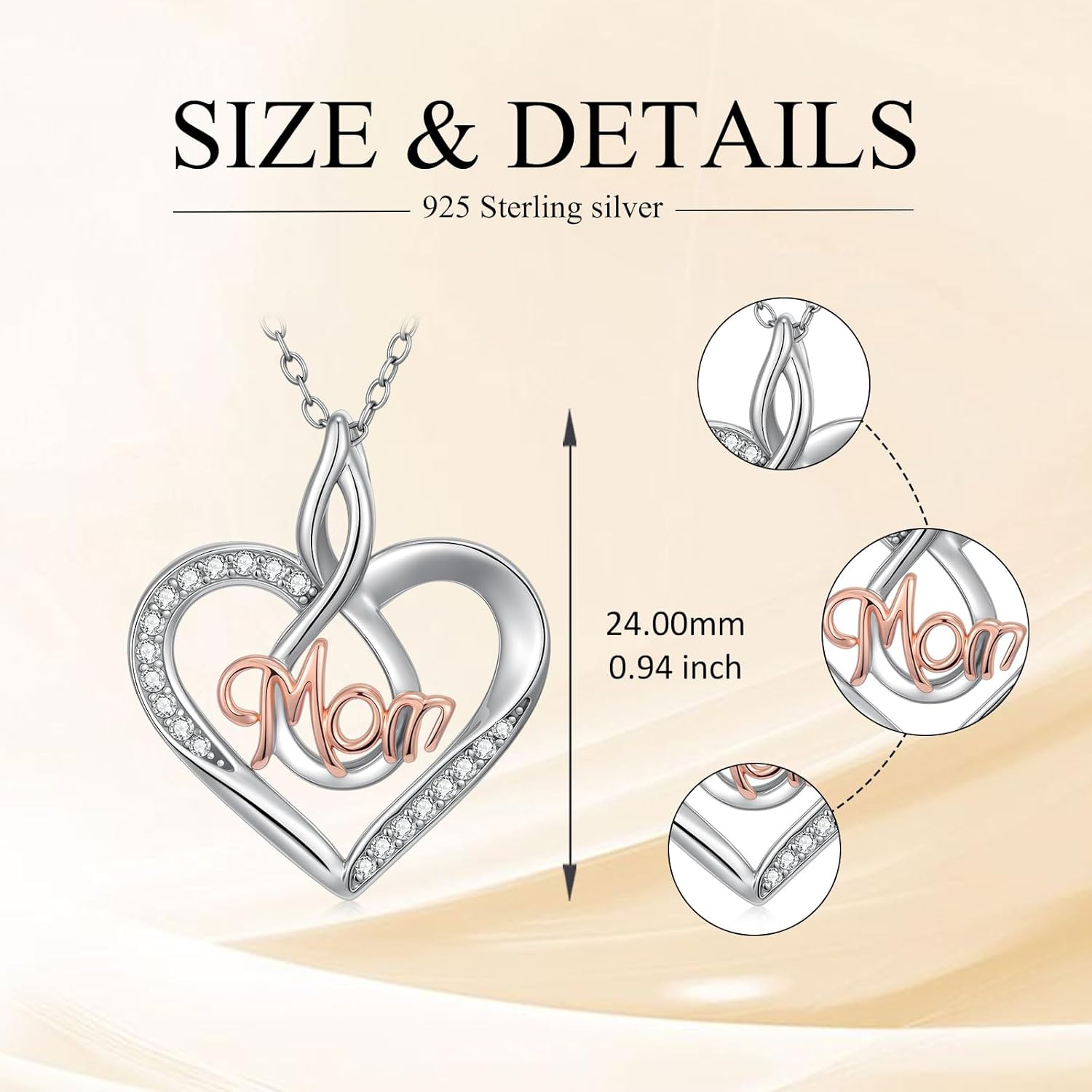 Heart Infinity Mom Necklaces for Women S925 Sterling Silver Infinity Heart Pendant Birthstday Mother's Day Jewelry Gifts for Mother Wife - Image 5