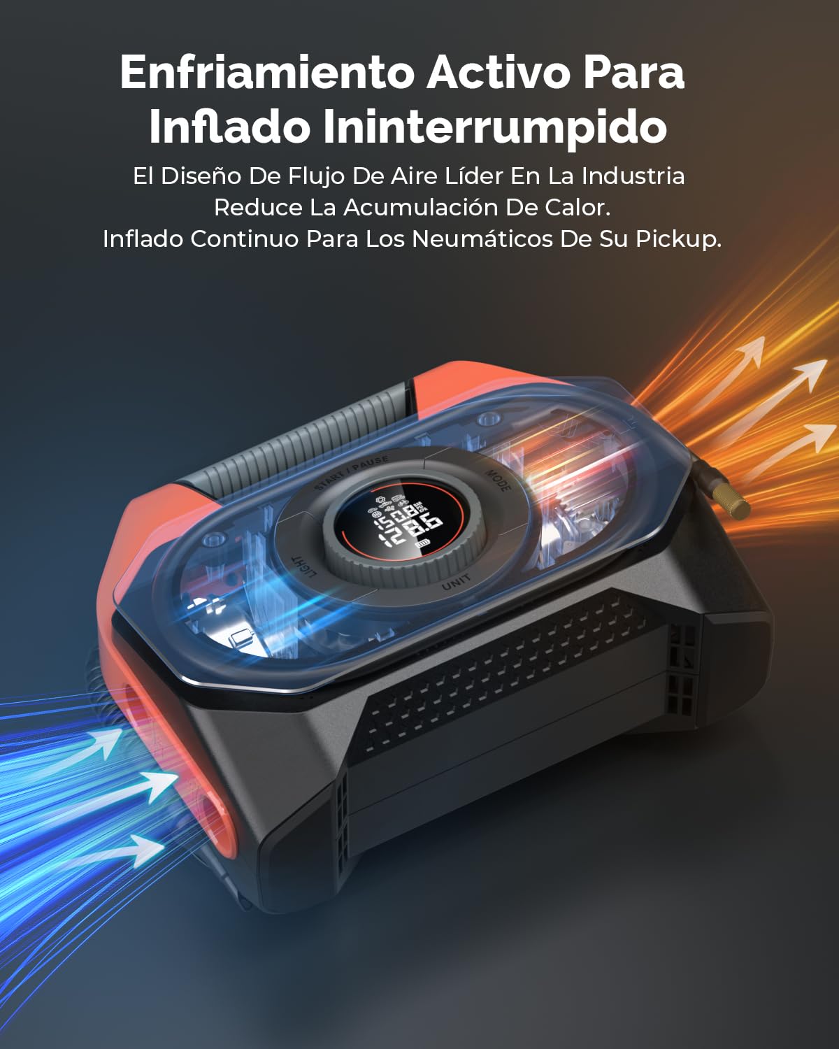 ETENWOLF S6 19200 mAh Inflador Ruedas Coche, Compresor Aire Portatil de 11,03 bares, 7 modos para coche y objetos inflables, Bomba de aire eléctrica