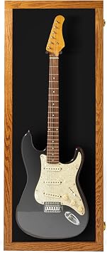 PENNZONI Electric Guitar Display Case - Acrylic Guitar Display Case Wall Mount Made from Hardwood & Clear Acrylic - Natural Oak w/Black Felt