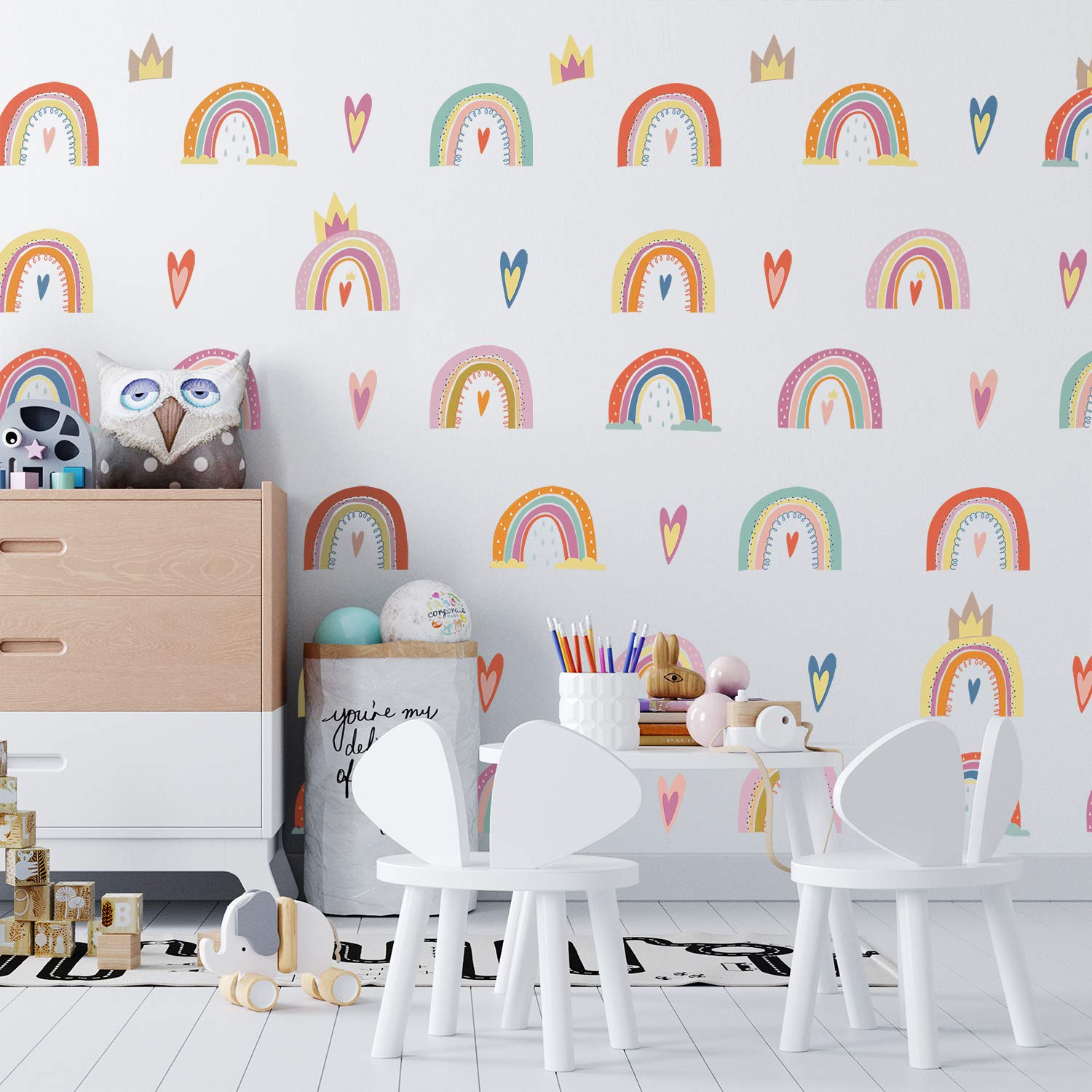 WALPLUS Scandinavian Wiggle Rainbow Wall Stickers for Kids Nursery Playroom, Bedroom Decor - Peel & Stick, Easy to Apply & Remove - Image 2