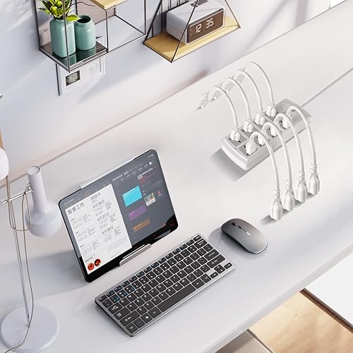 Miniatura 6 de Cable de extensión resistente de 1 pie 1875 W 15 A protector de salida de 3 clavijas 14 AWG Cable de extensión de alimentación corto, blanco,