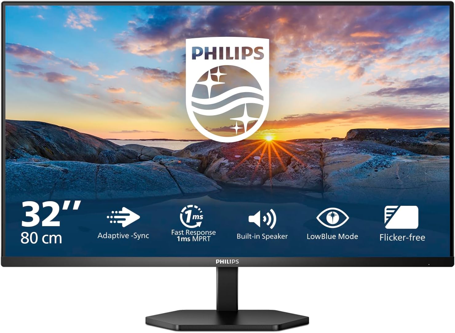 Philips 32E1N3100LA 32 Inch Full HD Monitor, Integrated Speaker, Tilt, 1920 x 1080, VGA, HDMI 1.4, Black