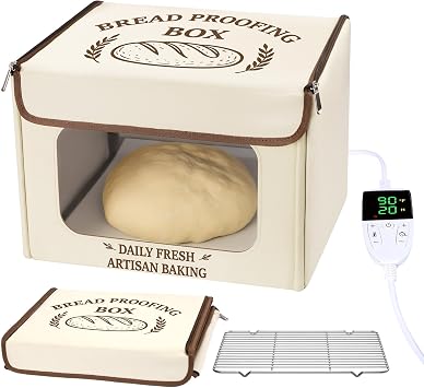 Antner Folding Bread Proofing Box with 70-131F Temp Control & 99H Timer, Front-View Window Sourdough Proofing Box, Dough Proofer with Metal Rack for Sourdough, Pizza, Bread Baking, Yogurt, Kombucha