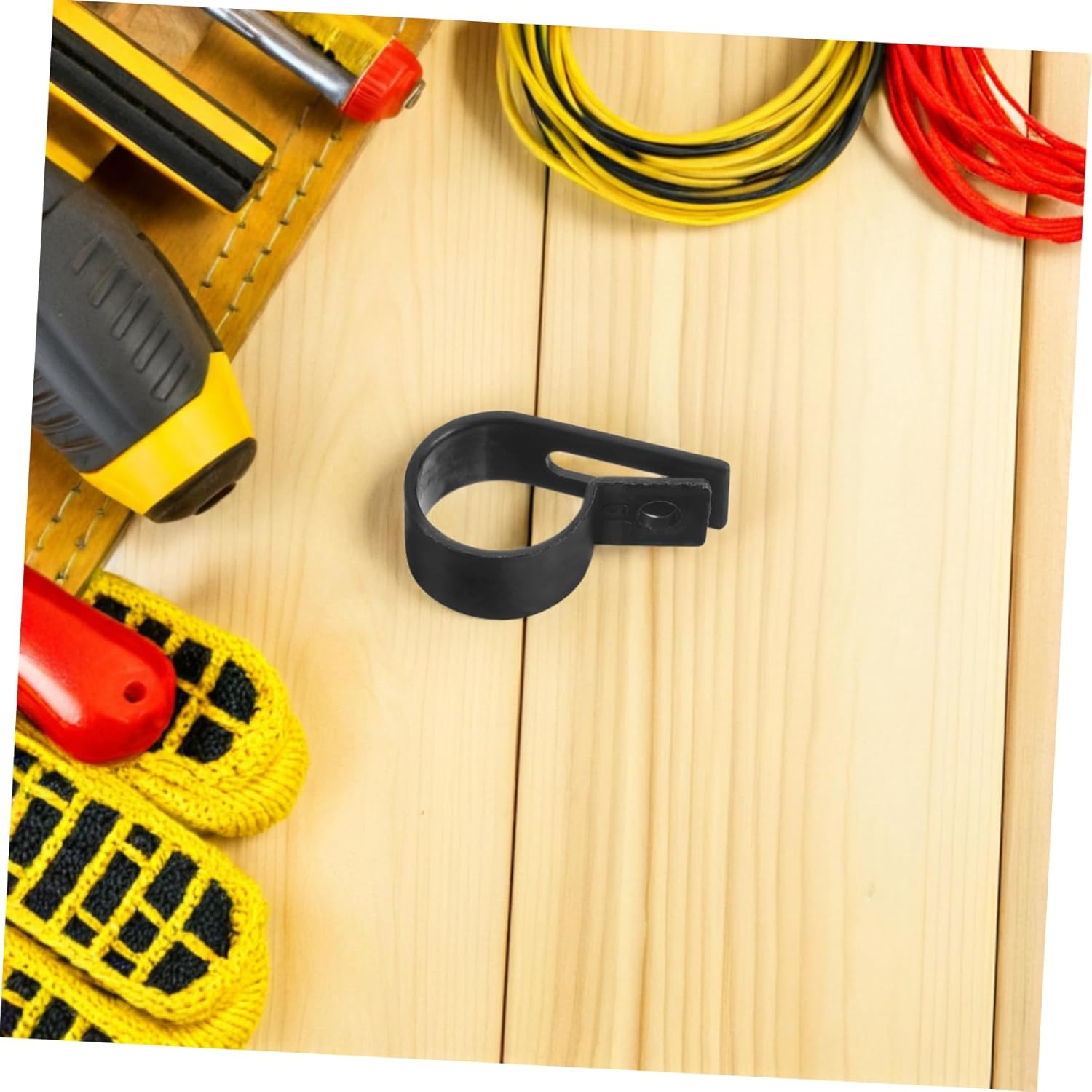 Angoily 500pcs R-Type Cable Mounting Clips Plastic Wire Fasteners for Tubes Black Cord Organizer for Electrical Management Home and Office