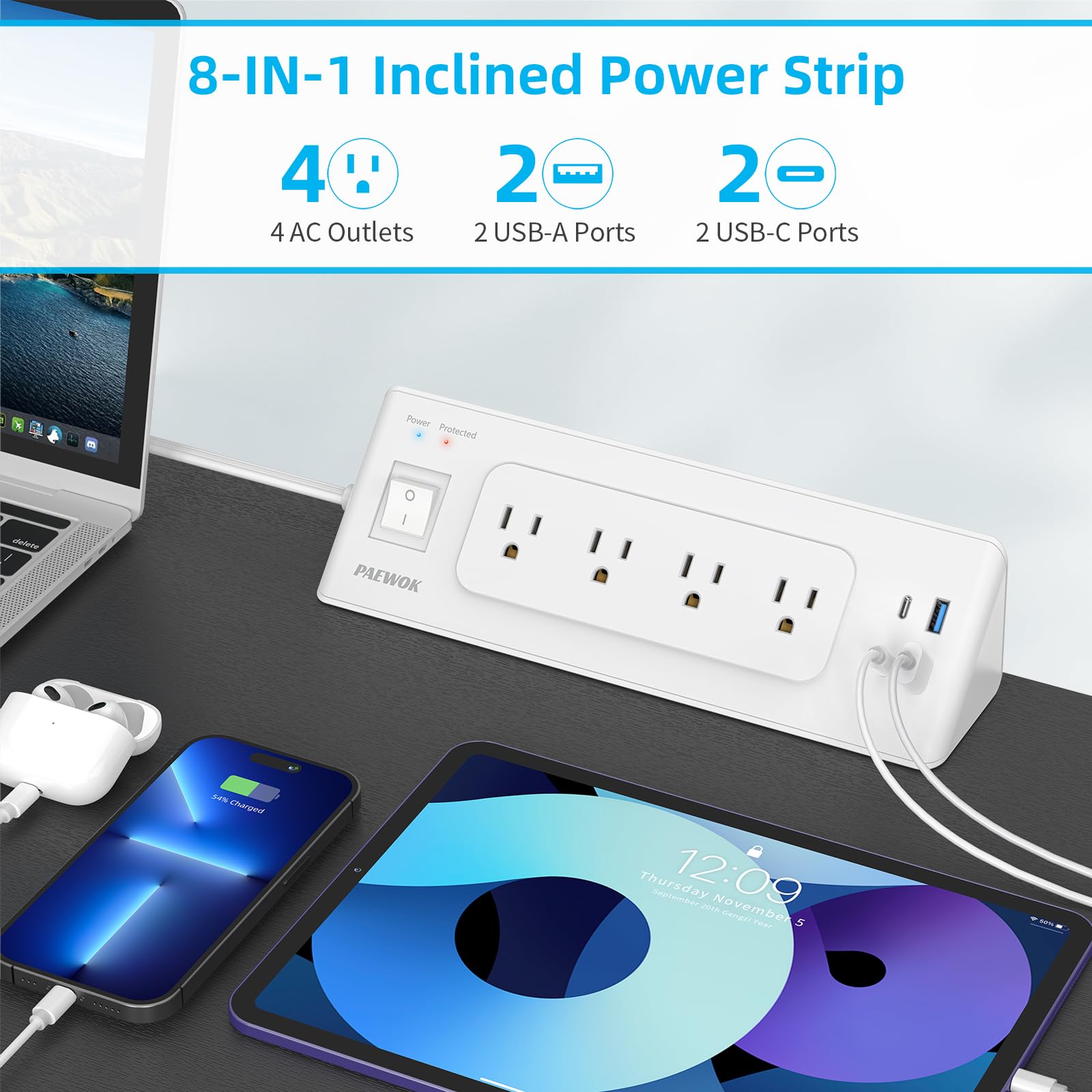 Steckdosenleiste mit USB-Anschlüssen, Steckdosenverlängerung