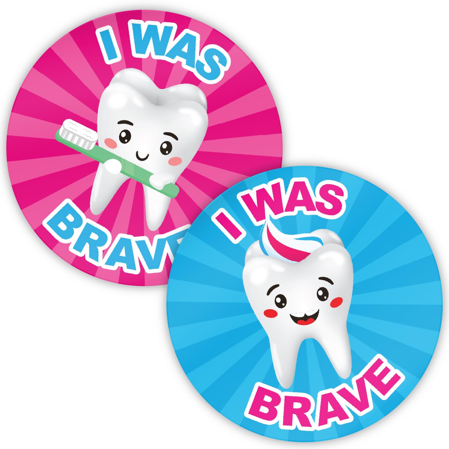 Stone Melon School Reward Stickers 144 I was Brave Dentist Bravery Teeth Brushing Stickers 30mm Round Awards Nursery Teachers Parents Children Kids