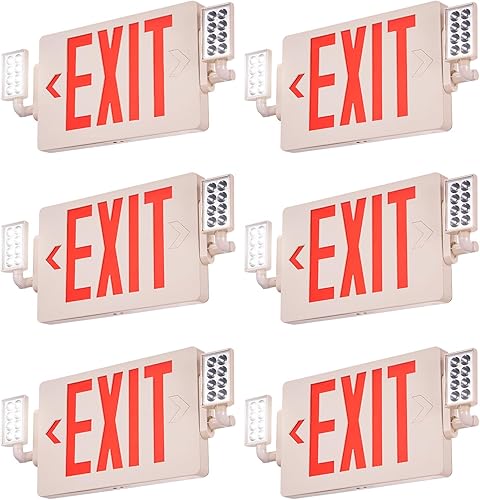 VEVOR Señal de salida LED con luces de emergencia, luz de salida de emergencia de dos cabezales con batería de respaldo, iluminación combinada de