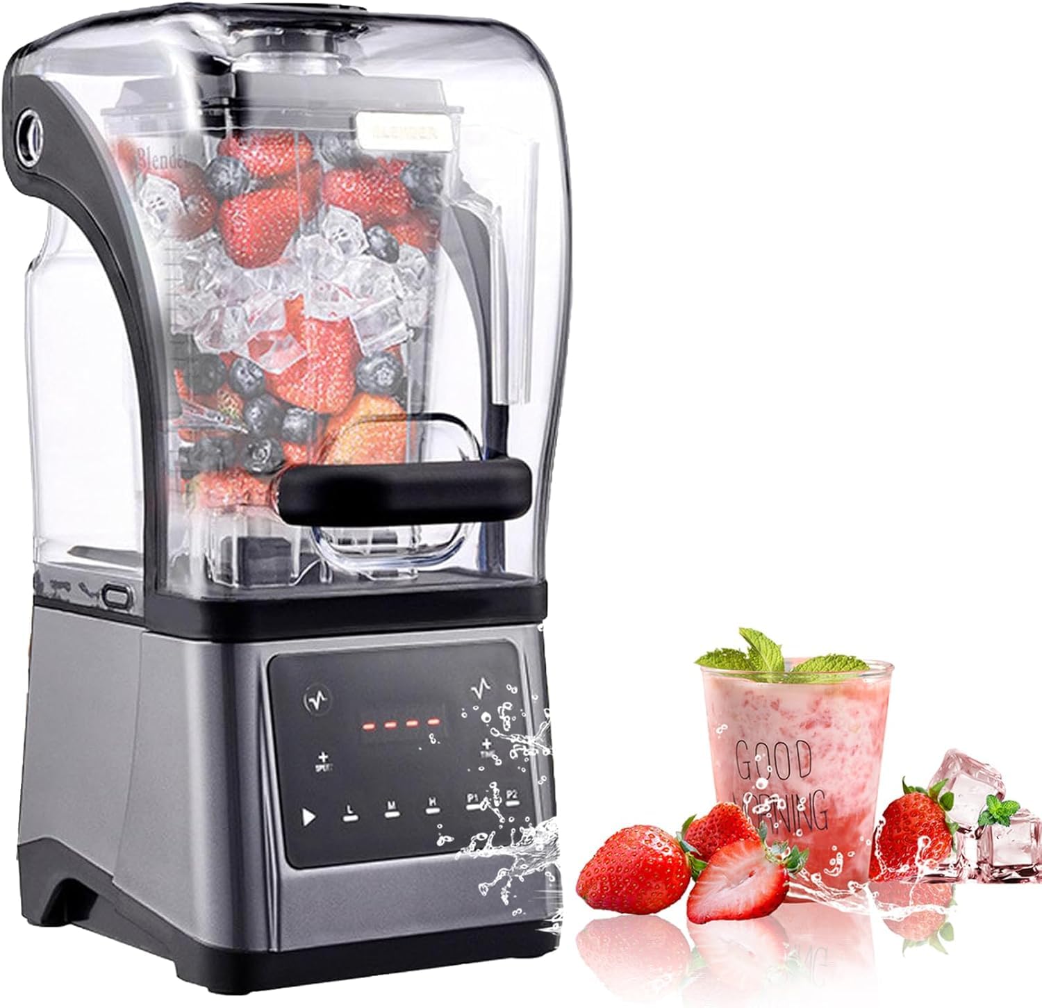 Wytrzymały blender 2200 W – szybki mikser redukujący hałas z ostrzami ze stali nierdzewnej do smoothie, owoców, warzyw i kruszenia lodu