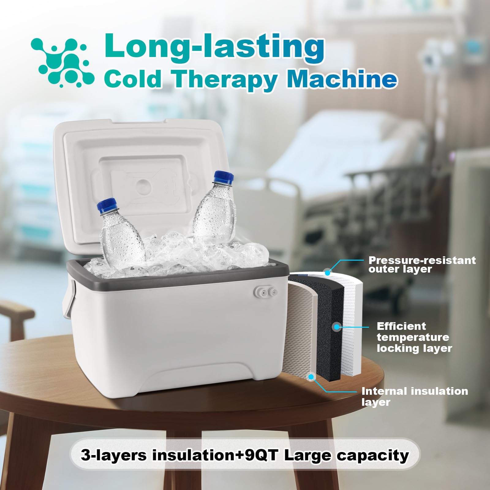 Máquina de terapia de hielo para rodilla después de la cirugía, máquina de terapia de frío con 6 modos de temporizador, refrigeración de 12 horas, diseño a prueba de fugas, almohadilla de hielo