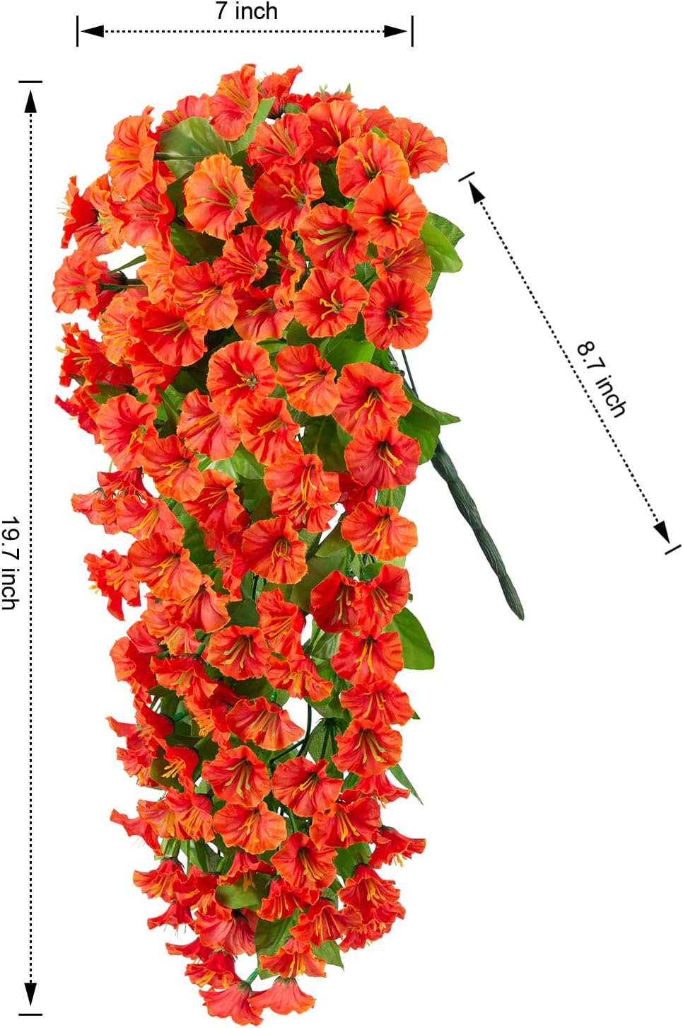 Artificial Fake Fall Hanging Flowers Plants for Outdoor Outside, 2 PCS Faux Silk Orange Morning Glory Trailing Vines Look Real UV Resistant for Autumn Porch Planter Patio Decor - Image 4