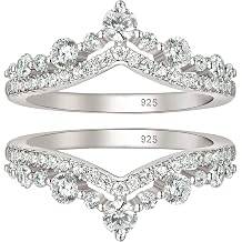 Wuziwen Vintage Crown Wedding Bands for Women Double Ring Enhancers Guard for Engagement Rings 925 Sterling Silver Cubic Zirconia