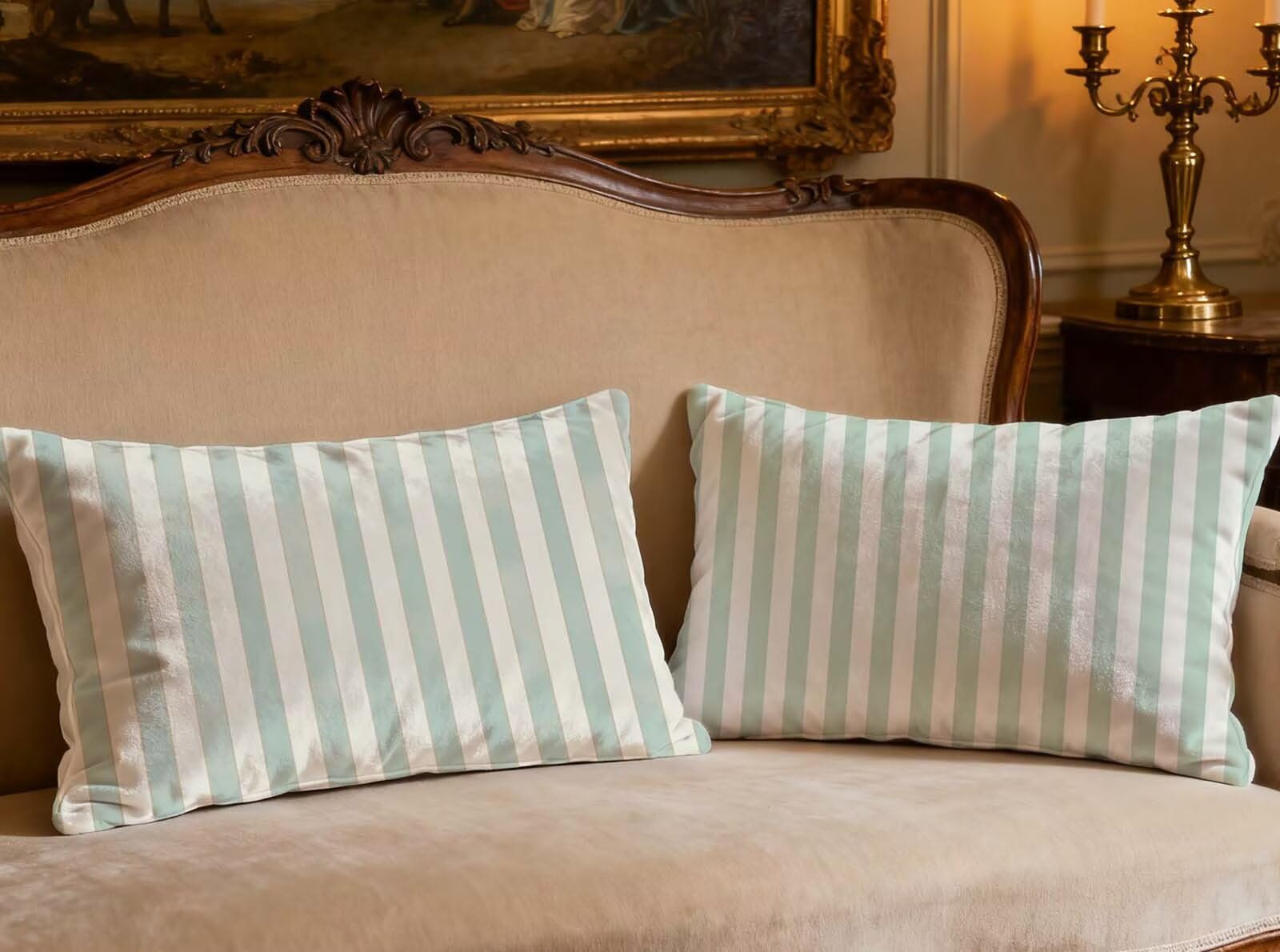 Housse de coussin vert sauge en velours double face pour un confort durable