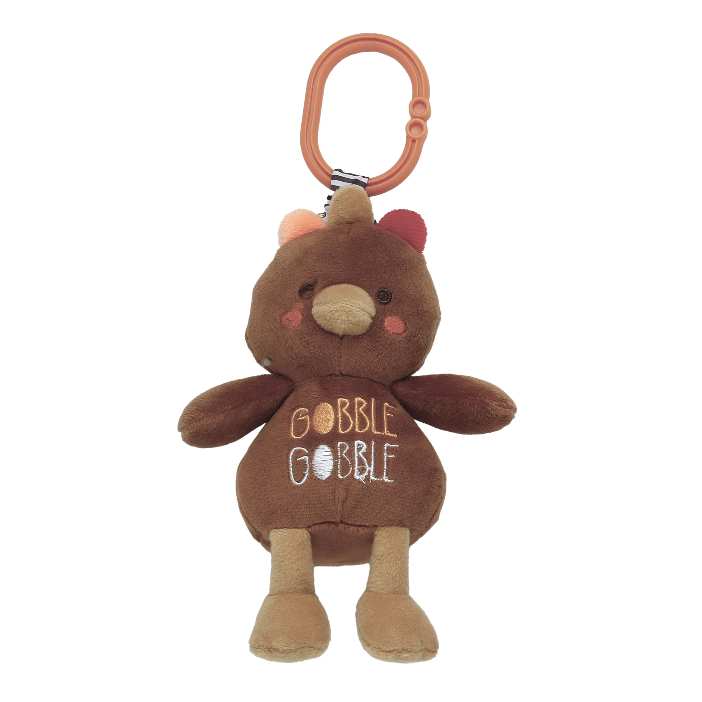 Baby Starters Magic Years Thanksgiving Turkey Chime Toy with Pull and Jiggle Vibration Feature and Travel Hook, Brown Gobble Gobble, 9 inch