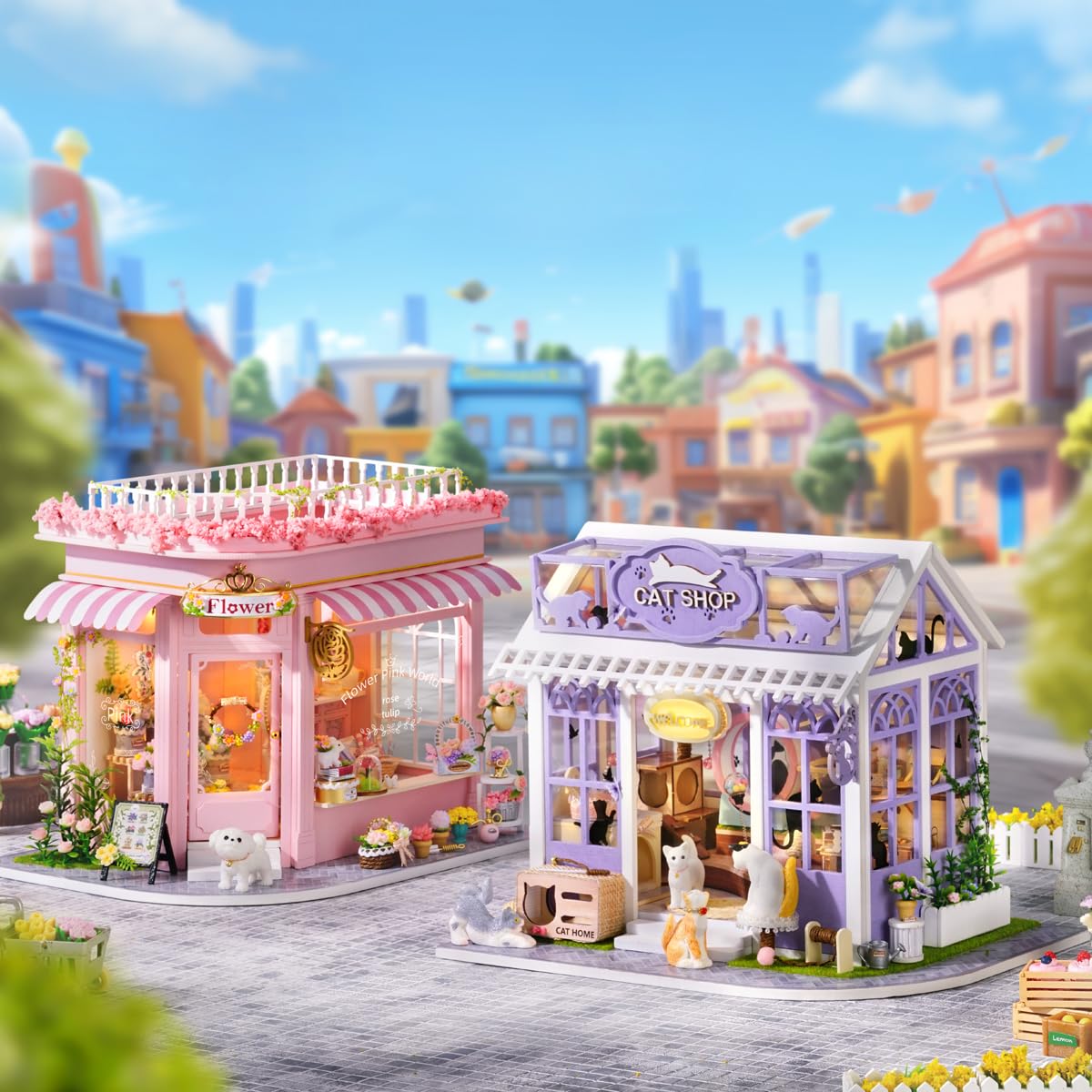 棚付き ピンクの小花のキャニスターセット ボードヘニッヒ ドールハウスミニチュア Amazon | CUTEROOM ドールハウス 初心者 木製 ミニチュア ピンクに咲く