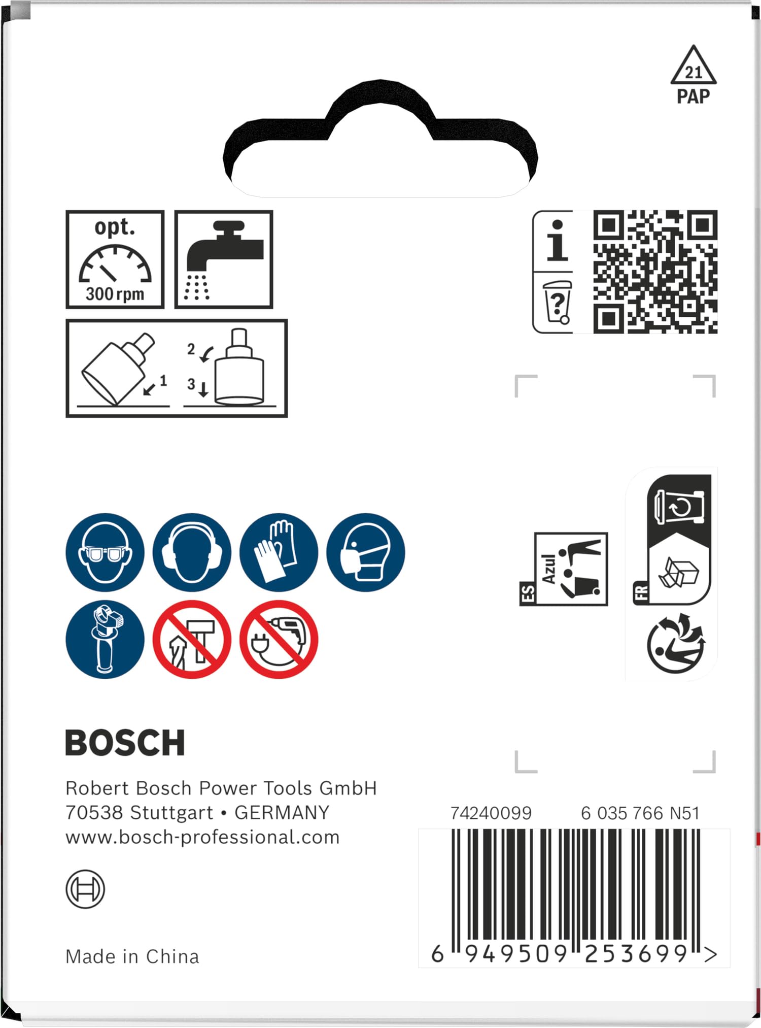 Bosch 1x Sega a tazza con mandrino per piastrelle