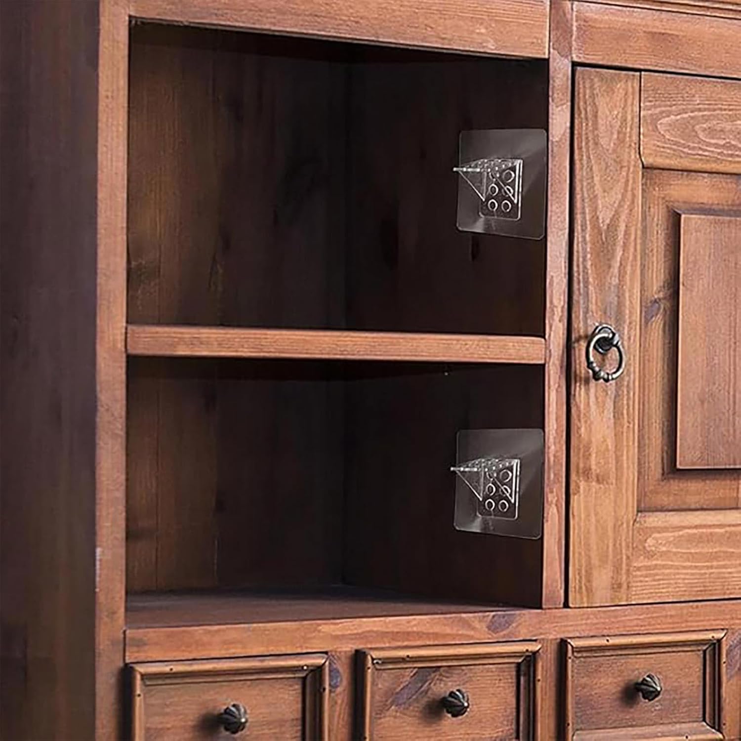 Strong Adhesive Shelf Support Brackets, No Drilling Needed, Shelf Holder, Non-Slip and Side-Supporting for Kitchen Cabinets and Storage