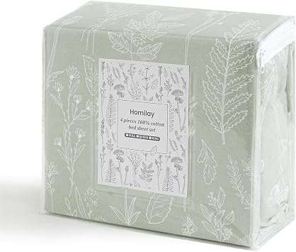 100% Organic Cotton Percale Sheets Set,Full Size 4 PC, Breathable&Durable Hotel Quality Bedding, 16
