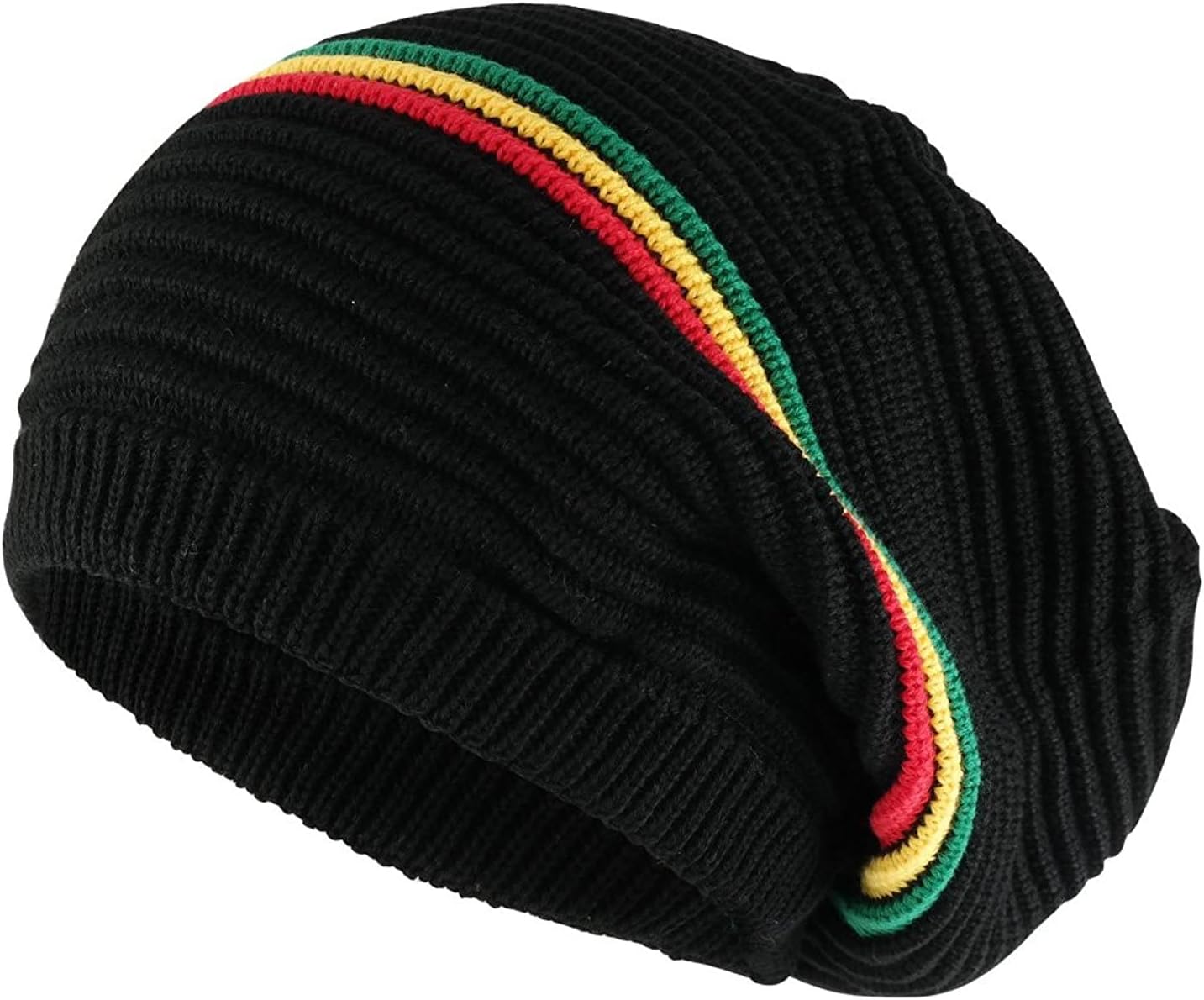 CRAZY LIZARDRibbed Rasta Hat for Dreadlocks.Bob Marley hat with Rasta Stripes. Dreadlock Accessories Mens Tams Beanie hat. Jamaican Style Hats. Rasta Hats for Men and Women.