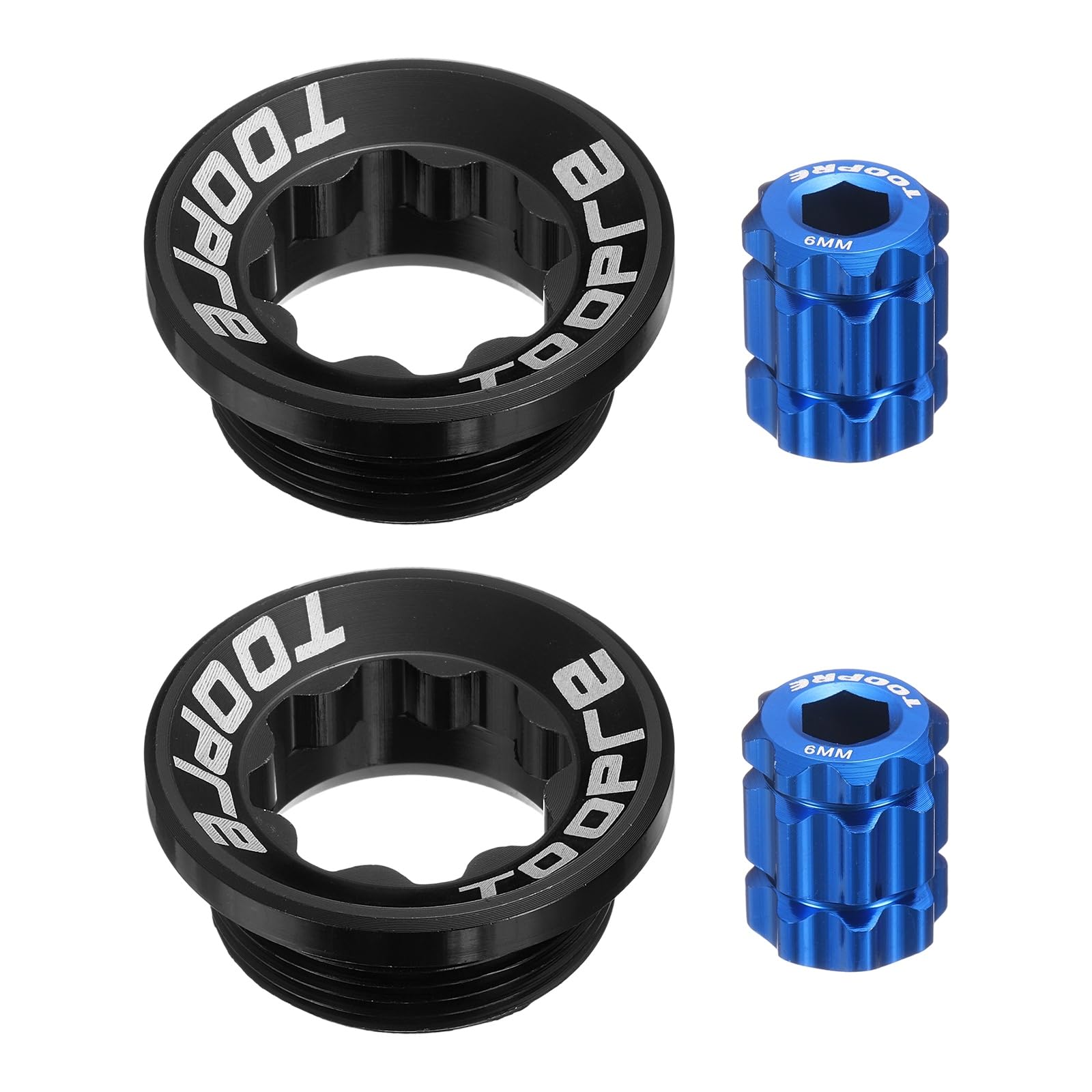 sourcing map 2Set Bike Crank Cover Screws M20 Aluminum Alloy Bicycle Crank Fixing Bolt Crankset Arm Chainwheel Screws with Installation Tools for Mountain Bike, Black