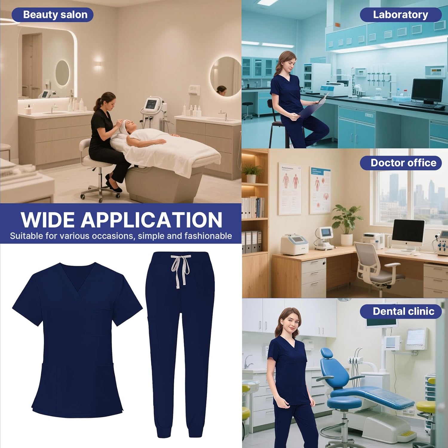 Jogging Scrubs Set for Women,Soft and Stretchy Nurse Uniform V-Neck Top and Yoga Jogger Pants with Multi Pocket - Image 6