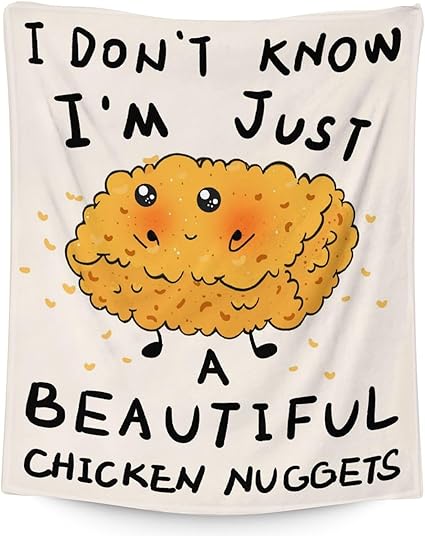 Mercuryelf Chicken Nugget Blanket - Soft, Fuzzy & Warm - 40x50 Inches Flannel Throw Blankets for Travel, Office - Beige Cute Throws Gift for Girls, Boys