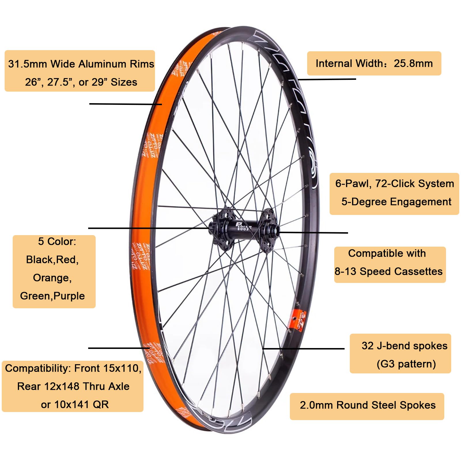 Amazon | ZTTO 29インチ/27インチ/26インチ マウンテンバイクホイール