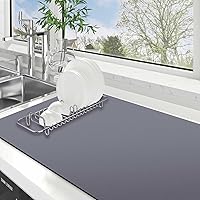 Vista 32 de WISELIFE Tapete de secado de platos súper absorbente, tapete de secado de platos grande para encimera de cocina, tapete de secado de platos fácil