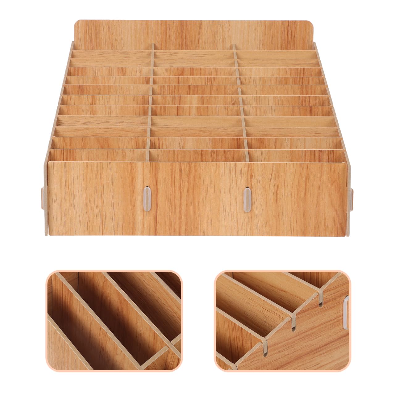 Homoyoyo Stabiler Schreibtisch-Organizer aus Holz mit Handyhalterung - Multi-Fach Desktop-Organizer für Büro, Schule & Zuhause - Stiftehalter & Smartphone-Ständer (1 Stück)