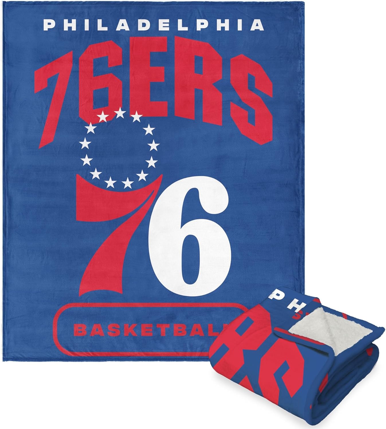 NORTHWEST NBA Philadelphia 76ers Silk Touch Sherpa Throw Blanket, 50" x 60", High Block