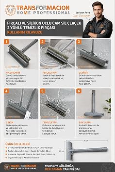 Transformacion Fırçalı ve Silikon Uçlu Cam Sil Çekçek 2 Yönlü Temizlik Fırçası – 35x22 cm | Süpürme ve Sıyırma Fonksiyonlu | Ergonomik Saplı 423698a