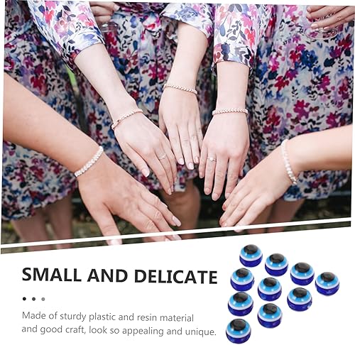 Miniatura 7 de EXCEART 100 cuentas sueltas de ojo de diablo, cuentas espaciadoras de ojo turco turco de resina, cuentas sueltas de bola para manualidades,