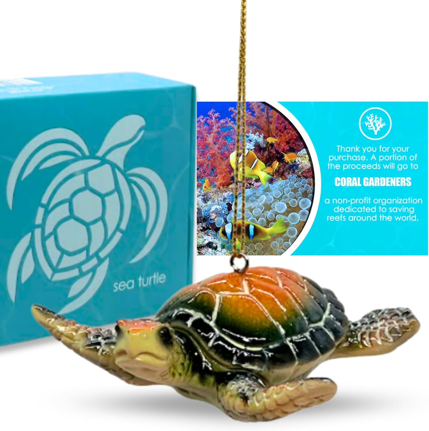 Sea Turtle Christmas Ornament for Tree – Ocean Theme Turtle Ornament Gift for Sea Lovers, Beach Décor & Stocking Stuffer - Image 2