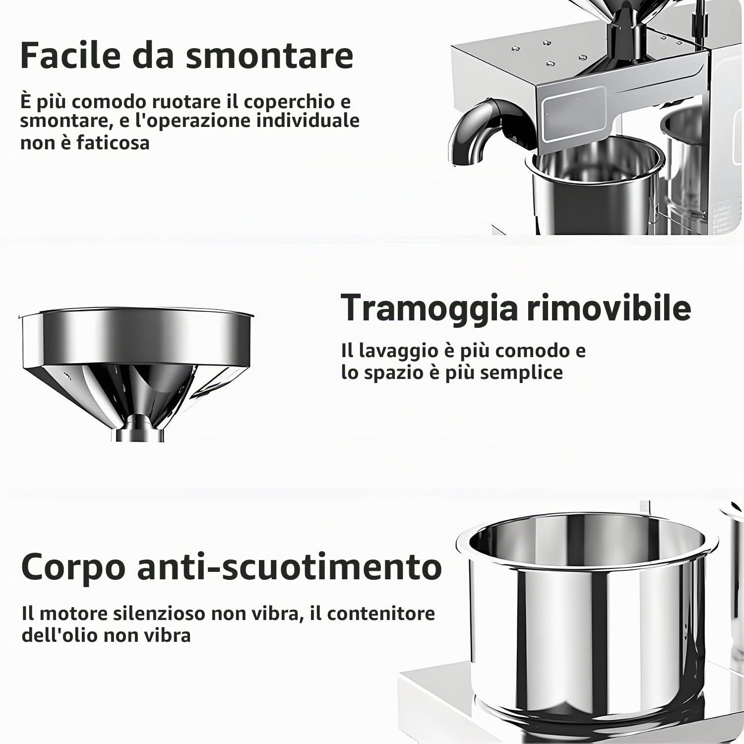 Frantoio Olive Domestico, Mini Frantoio per Olive a Freddo, con Tramoggia Grande da 6 kg, Doppia modalità di Estrazione Dell'olio, Riscaldamento Automatico, Resa Dell'olio dal 68% al 95%