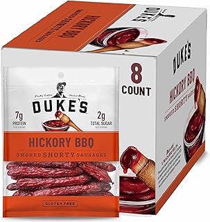 Duke's Pork Hickory Peach BBQ Smoked Shorty Sausages, 7g Protein Per Serving, Great for Charcuterie Boards, 5 oz. (Pack of 8)