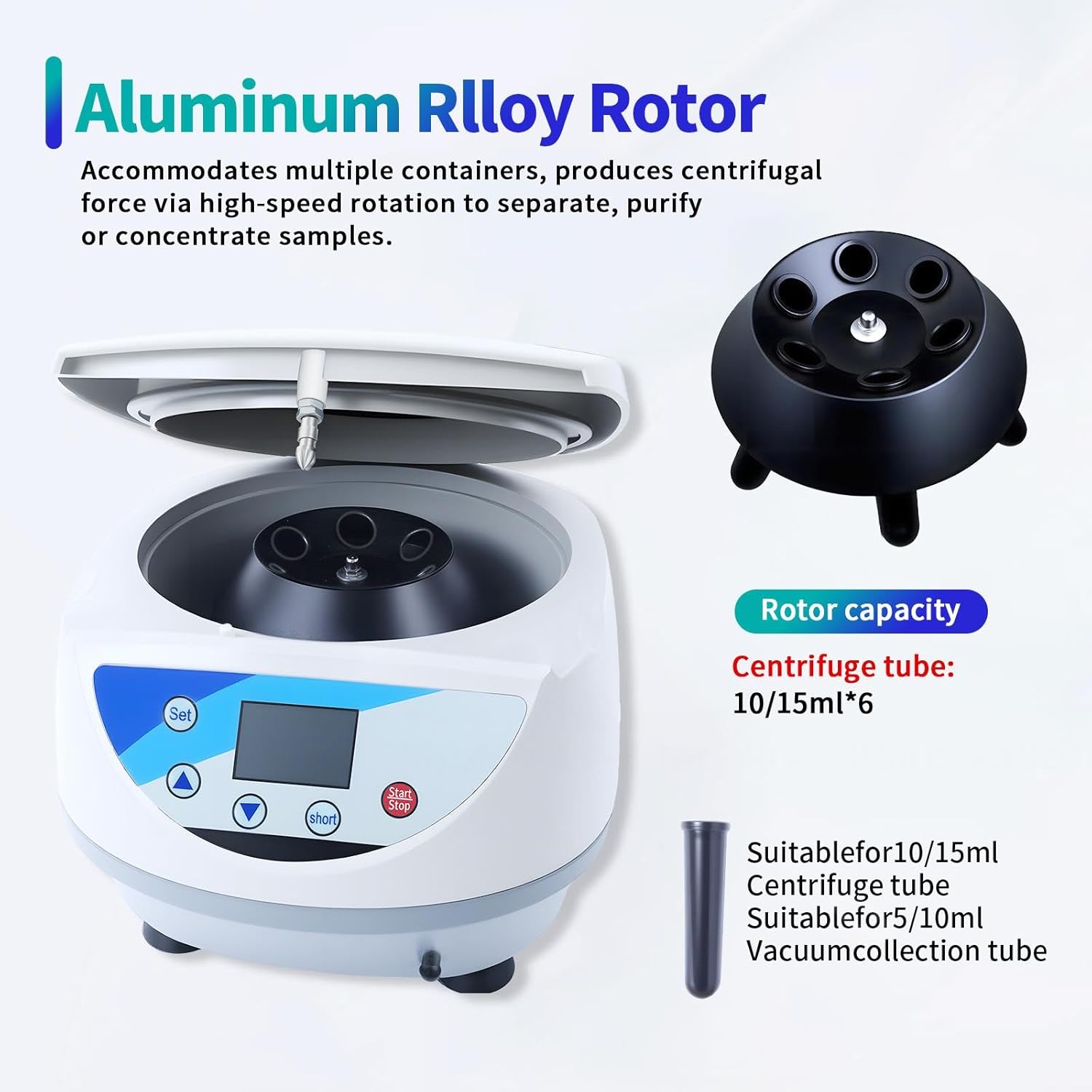 Lab Centrifugal Machine 500-5000RPM, Low Speed Benchtop Centrifuge 6x15ml/10ml Centrifuge Tubes for PRP