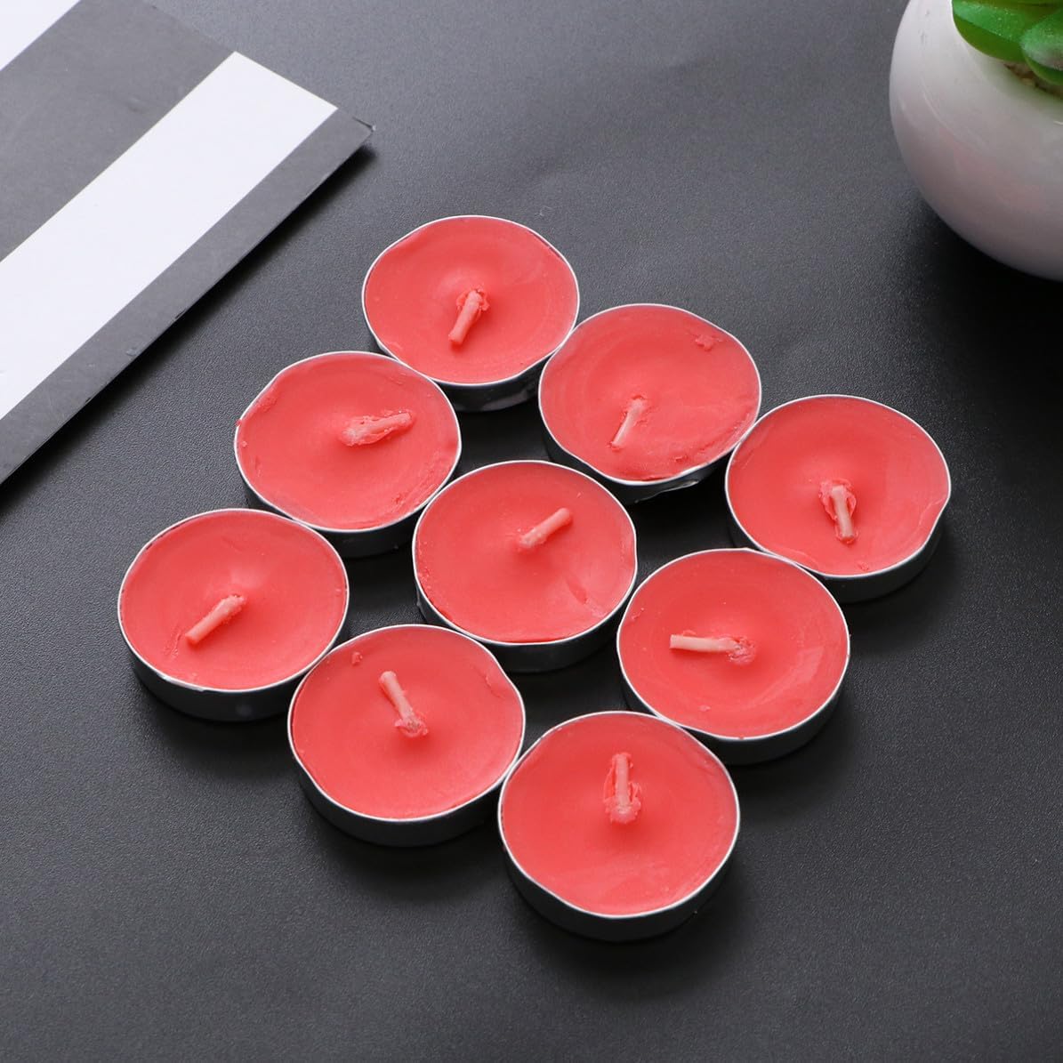 50pcs Smokeless Tea Lights 2 Hour Plastic Red Flicker-Free Flames