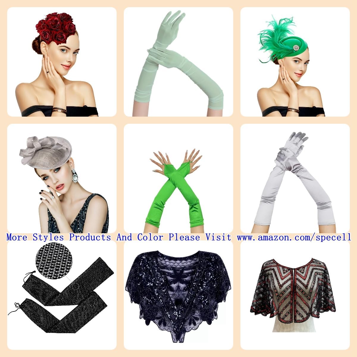 Specell Lace Sequins Beads Fingerless Gloves Womens Fingerless Satin Gloves For Bridal Wedding Prom Party Costume Accessories - Image 6