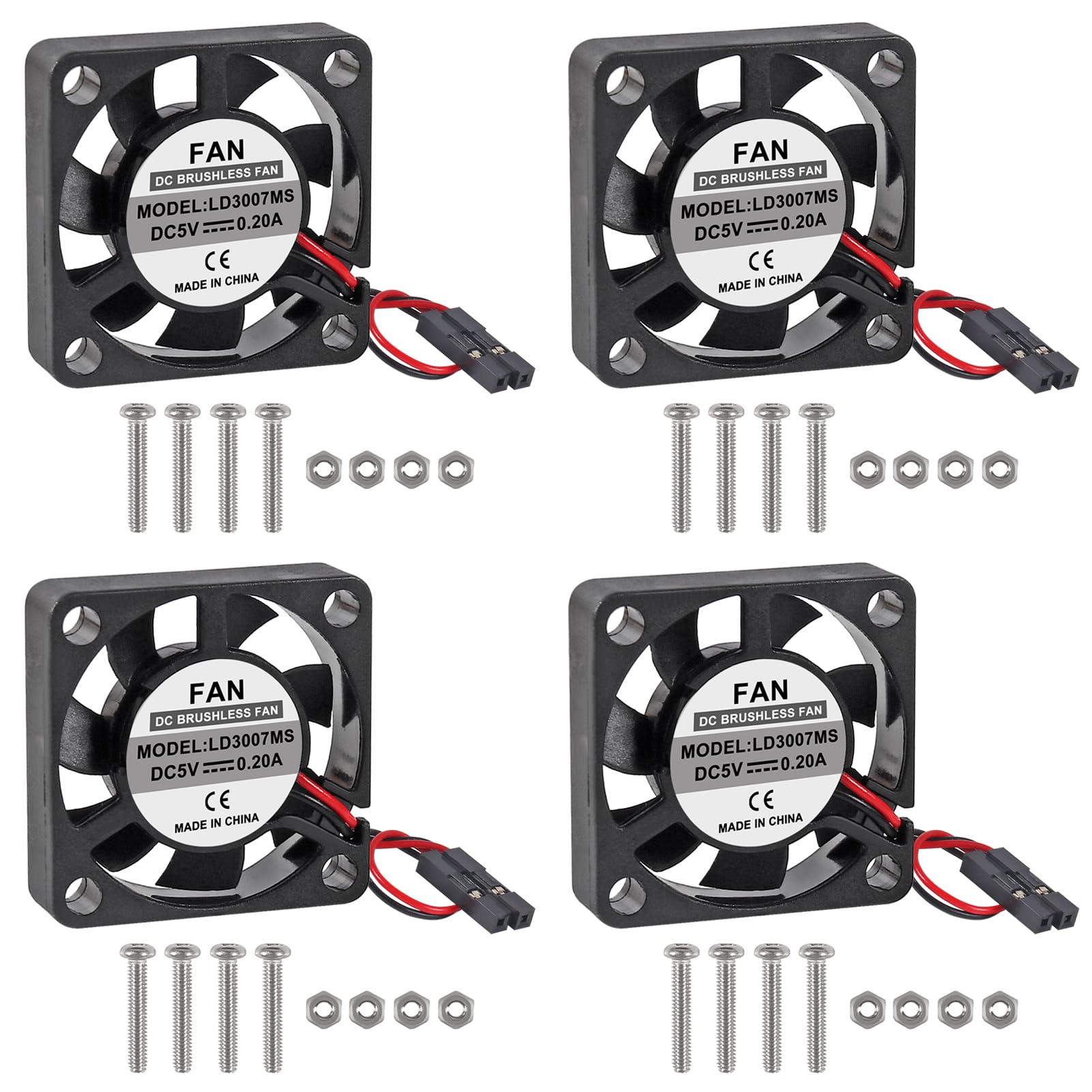 4pcs Fan for Raspberry Pi Cooling Fan Brushless CPU Cooling Fan Cooler Radiator Connector Separating One-to-Two Interface 3.3V 5V for Raspberry Pi4 Pi3 B+, Pi 3, Pi 2, Pi 1 B+ Pi Zero/Zero W