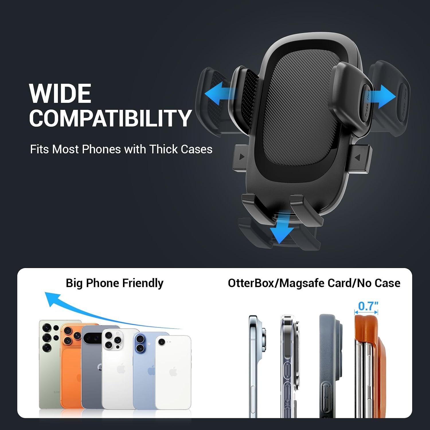 Fourpillars 3-in-1 Car Phone Mount Strongest Suction & Clamp | 2026 Upgraded Design, 122lb Suction, 360° Adjustable Car Mount, Dashboard/Vent/Windshield Mount, iPhone & Samsung Compatible