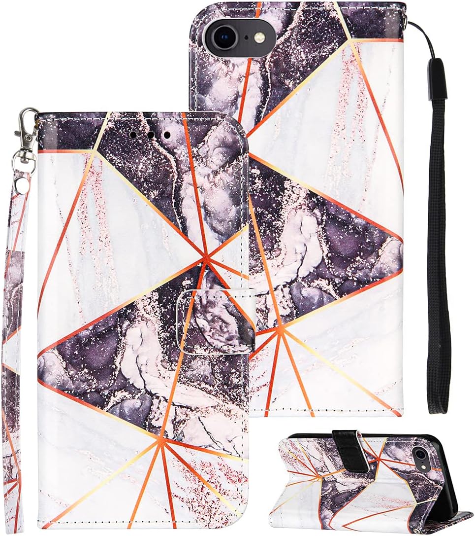 iPhone SE 2020 Case, iPhone 6 / 6s / 7/8 Case, Etubby [Wallet Stand] PU Leather Flip Protective Case with Card Slots & Wrist Strap for Apple iPhone 6/6s/7/8 & iPhone SE 2020 4.7" - Black