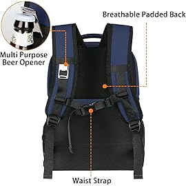 MATEIN Cooler Backpack Insulated Waterproof, 40 Cans Leak-Proof Lunch Backpack Cooler for Men Women, Double Layer Lightweight Soft Coolers Bag Portable Lunchbox Back pack for Beach Travel Picnic, Blue