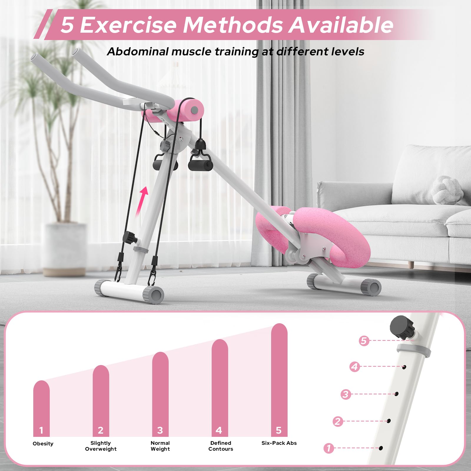 KEY2FUN Bauchmuskelmaschine, verstellbare Bauchmuskel-Trainingsgeräte, Bauchmuskeltrainer-Maschine für Bauchmuskeltraining, Krafttraining, Trainingsgerät für Körperformung, faltbarer Taillentrainer zu