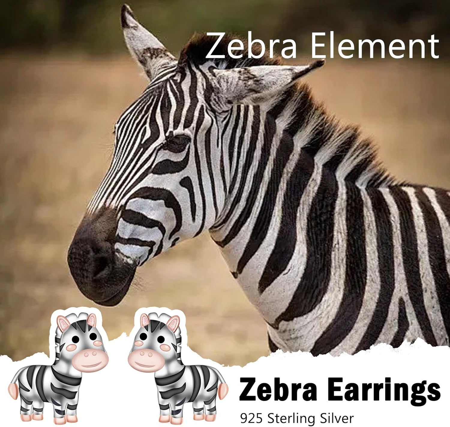 Zebra Earrings for Women - 925 Sterling Silver Cute Zebra Studs Earrings Jewelry Cartoon Animal Earrings Zebra Gift for Women